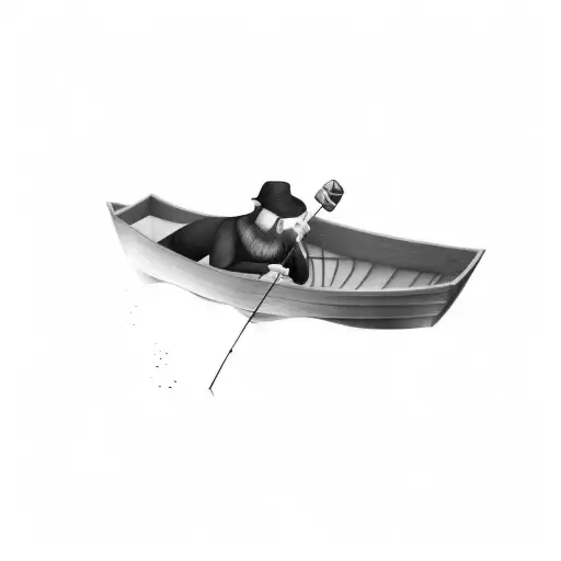A Man Fishing In A Boat