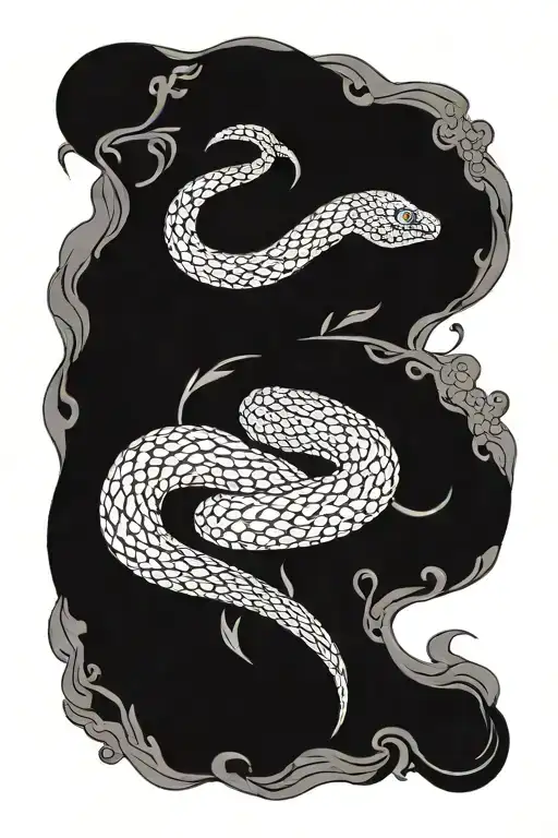 Snake With Some Red And A Moon