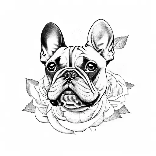 French Bulldog With Rose