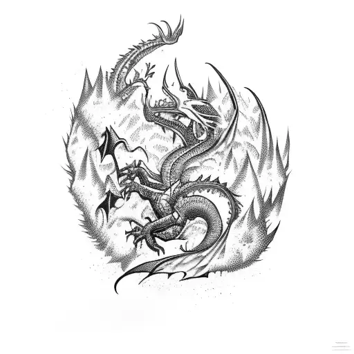 A Fierce Dragon Emerging From A Dense Forest