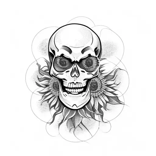 Skeleton Holding Sunflowers