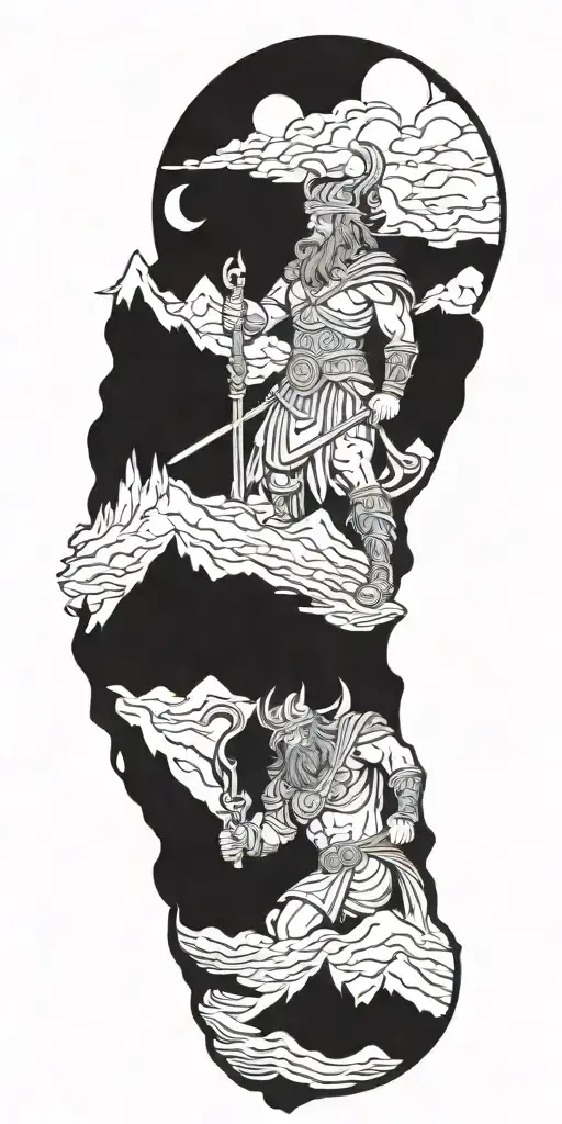 Roman Or Norse Gods In Mountain