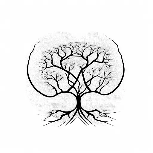 Family Tree With Intertwined Branches And Leaves