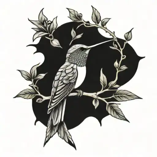 A Tattoo Of A Hummingbird Perched On A Branch