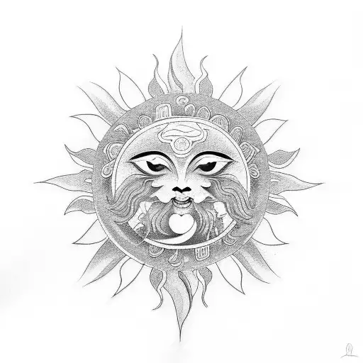 Sun With Ying And Yang In The Middle