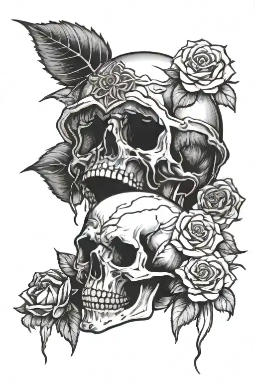 Skull And Rose Surrounded