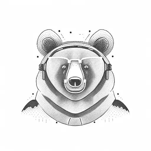 Simple Black Lines Bear That Is A Nerd
