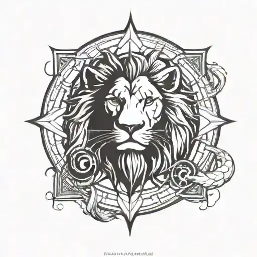 Lion And Compass Yin Yang Symbol Formed