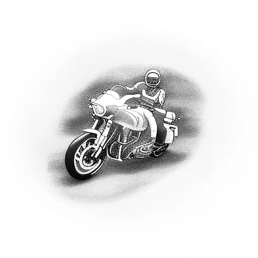 A Tattoo Of A Motorcycle Speeding Through A Beach Landscape