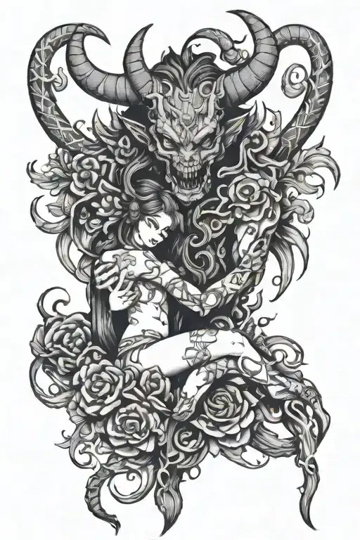 Demon Holding Pretty Girl