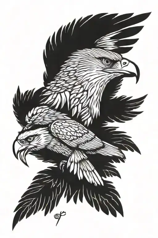 Soaring Eagle Thunderbird And A Buffalo Head