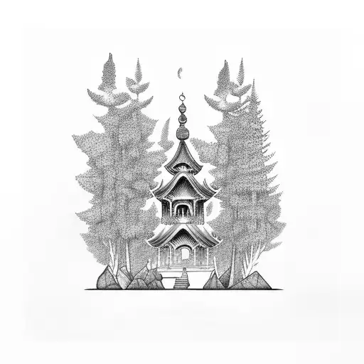 Temple Inside A Forest