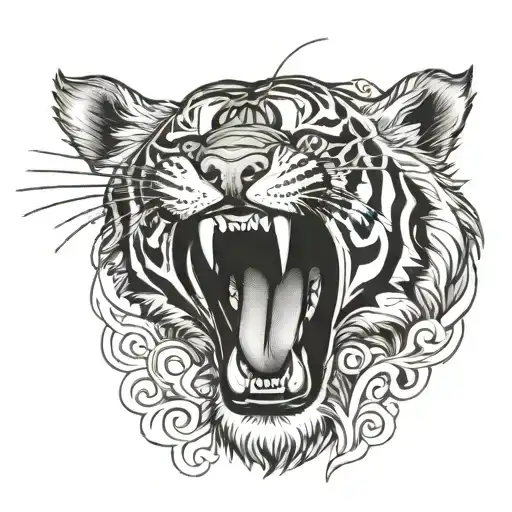 Bengali Tiger Roaring Tattoo Design
