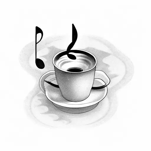 A Coffee Cup With Musical Notes Floating Out Of It