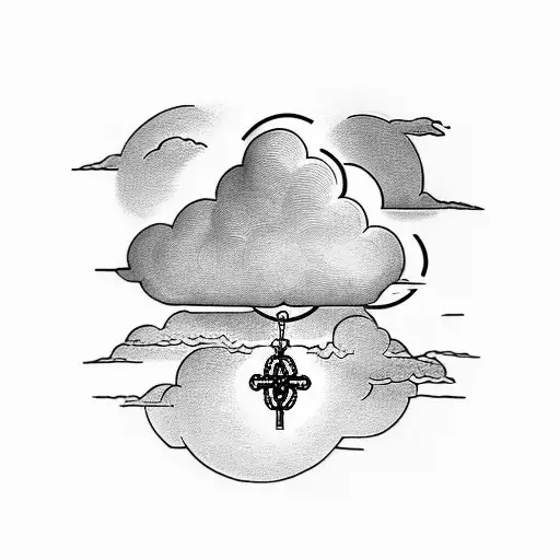 A Cloud-filled Sky With A Subtle Rosary Intertwined Within The Clouds