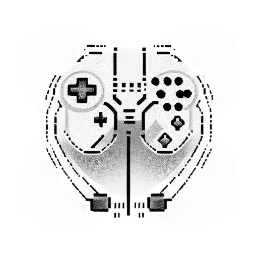 A Pixelated Gaming Controller Surrounded By Music Notes