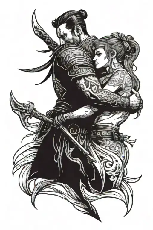 Tired Warrior Hugging His Wife