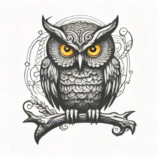 Owl With Orange Eyes Hand