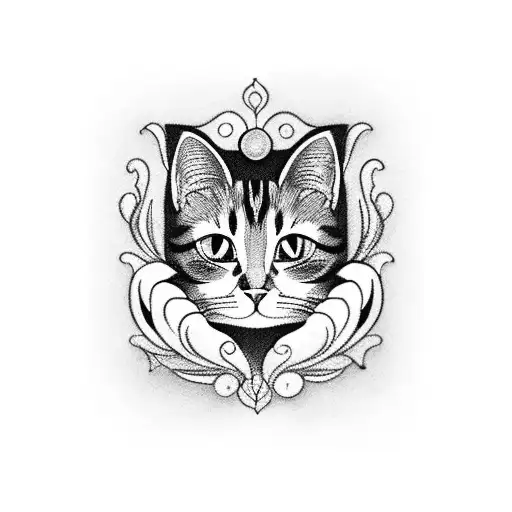 A Vintage Mirror With A Cat Looking At It