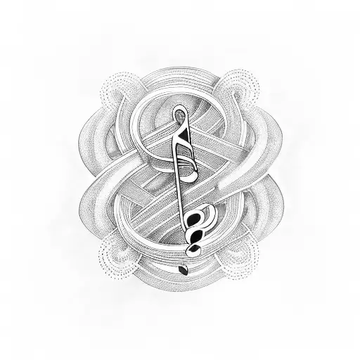 Musical Notes Intertwined With Gaming Symbols