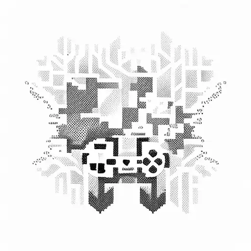 A Pixelated Video Game Controller Emerging From A Lush Green Forest