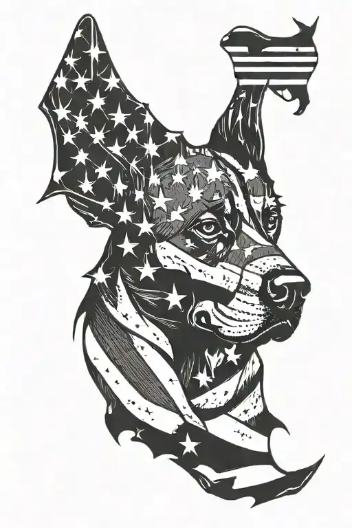 American Flag Intertwined With A Silhouette Of A K9 Dog