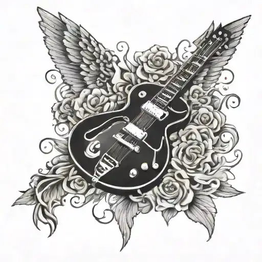 Les Paul Guitar With Angel Wings Spread Wide