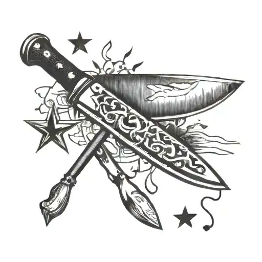 Kitchen Knife Cleaver Knife Whisk And 3 Stars And A Sun