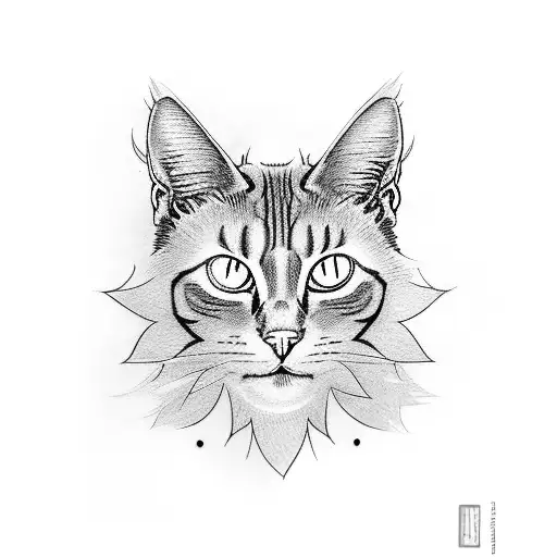 Black Cat Face With Large Yellow Eyes