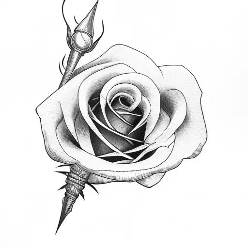 Pen With Rose And Sword