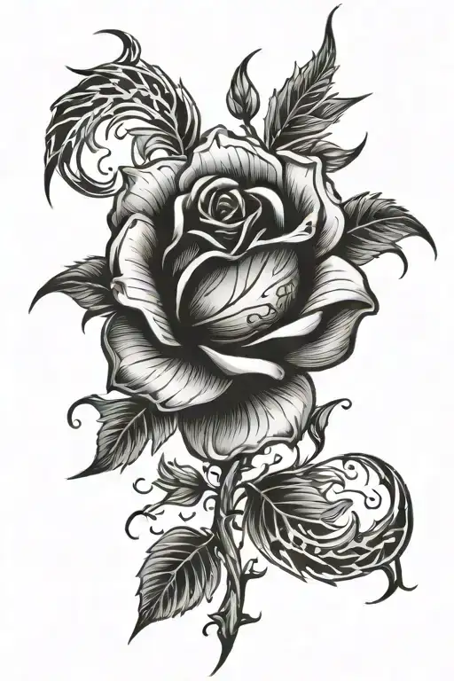 Wilted Rose Tribal Design