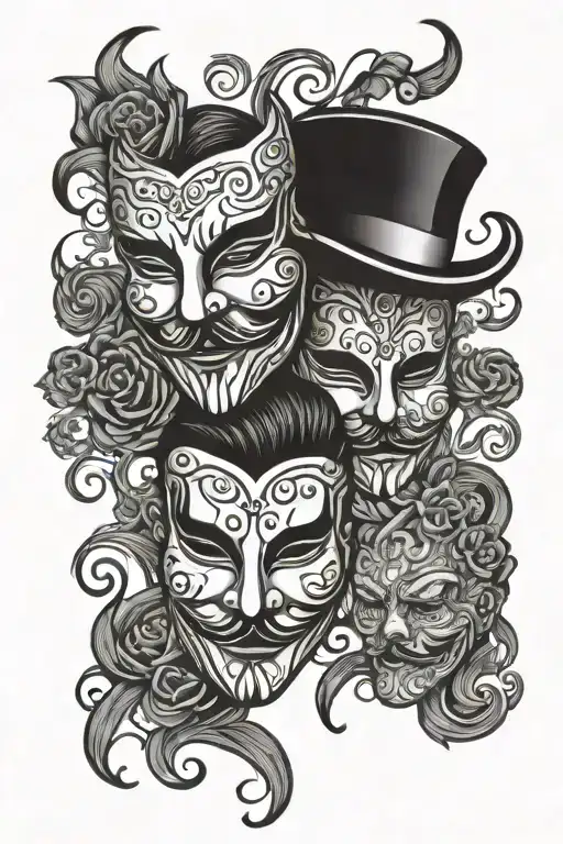 Drama And Comedy Masks In Chicago Style