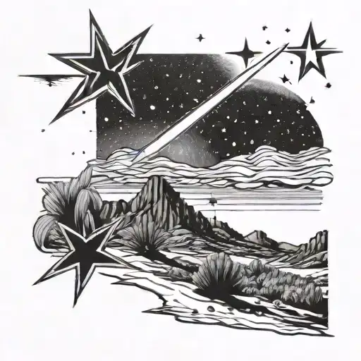 A Cosmic Scene Of A Shooting Star Streaking Across The Night Sky Over The Nevada Desert