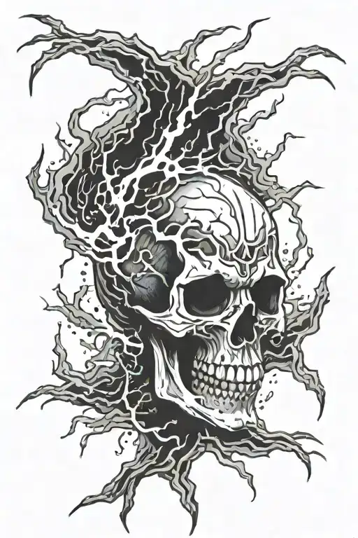 Skull Lightning Bolts Emanating