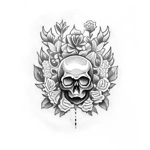 A Skull With A Laurel Wreath