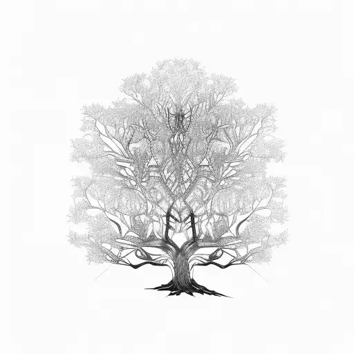 An Intricate Sketch Of A Tree With Branches Representing Each Family Member
