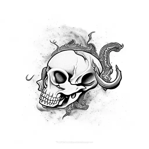 Taurus With Half Scull Half Skin And Fire Coming Out