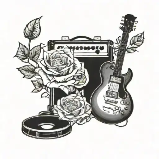 Guitar Drums Roses Growing