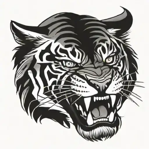 Tamil Tiger Roaring Tattoo Design