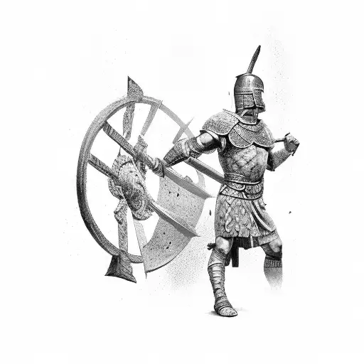 Ancient Roman Warrior In Battle