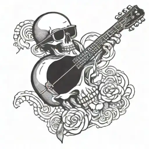 Skull Wearing Sunglasses Playing A Guitar
