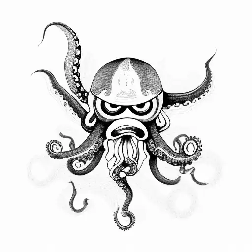 Large Flowing Octopus With Glowing Eyes