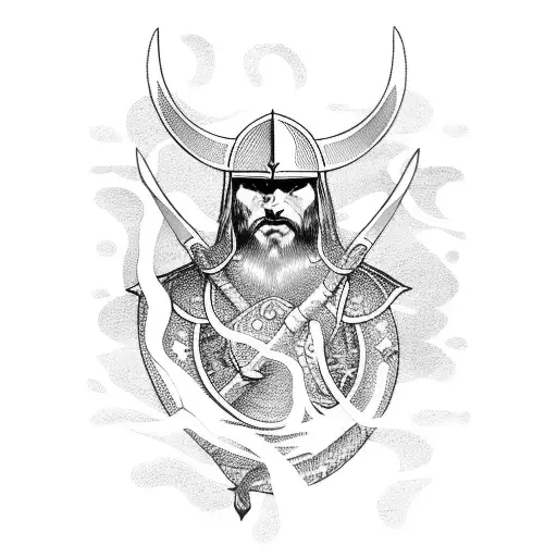 A Fierce Viking Warrior Hunting In A Moonlit Forest