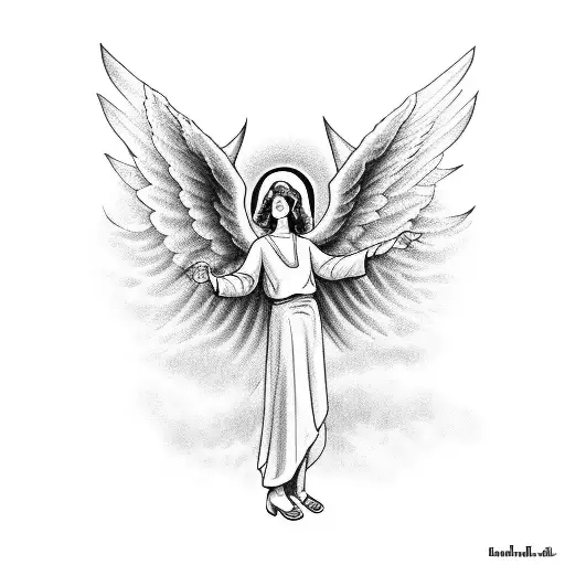 An Angel Coming From Heaven With It's Hande Reaching Out