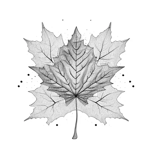 A Maple Leaf Floating On The Surface Of A Calm River