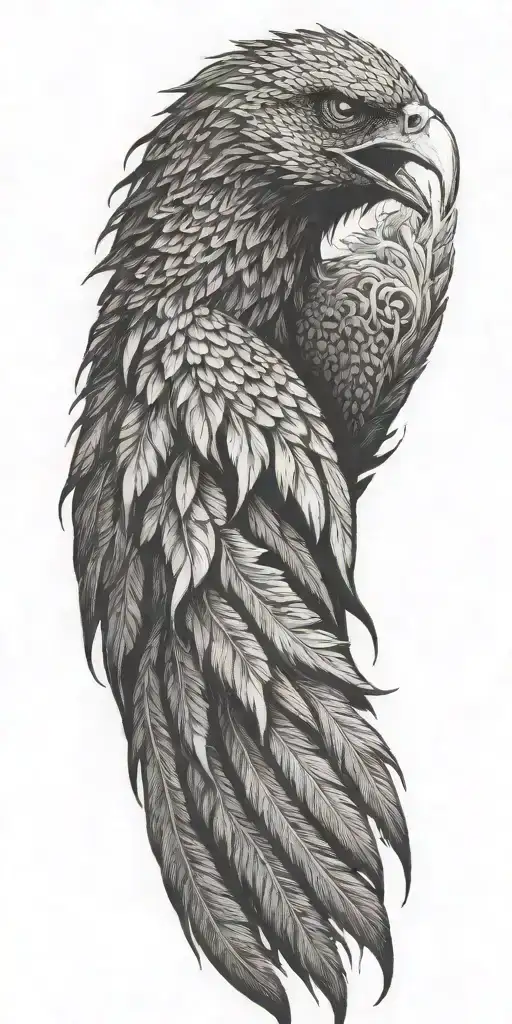 Flaming Phoenix Rising From Ash