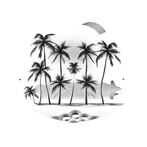Beach Scene With Palm Trees