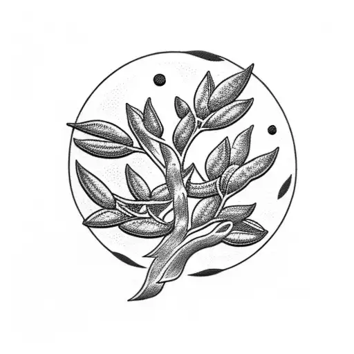 Olive Branch With Moon Behind It