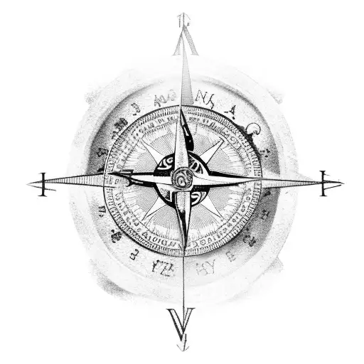 A Viking Wayfinder Compass Surrounded By Ravens With The North Star At The Too