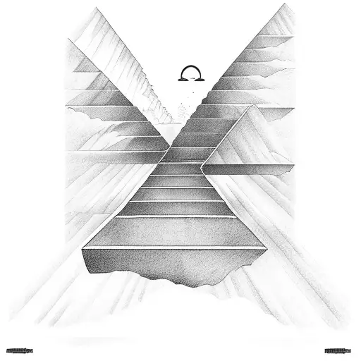 Stairway To Heaven With Angle And Man Walking Upstairs